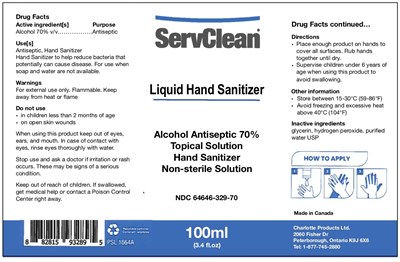 Liquid Hand Sanitizer 100 mL Ndc 64646-329-70 (Liquid Label 100ml 70)